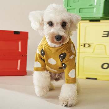 Зимни дрехи за кучета Моден дизайнер Дрехи за кучета Куче Мама Пуловер Плетено куче Суичър с качулка Лице Точково палто Яке Yorkshire Ropa Perro