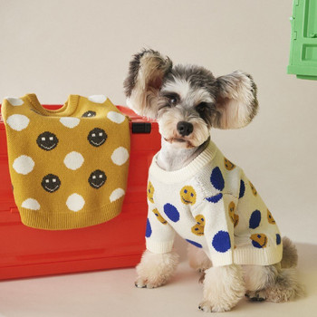 Зимни дрехи за кучета Моден дизайнер Дрехи за кучета Куче Мама Пуловер Плетено куче Суичър с качулка Лице Точково палто Яке Yorkshire Ropa Perro
