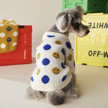 Χειμερινά ρούχα για σκύλους Σχεδιαστής μόδας Σκύλος Ρούχα σκυλιών Μαμά πουλόβερ πλεκτό σκυλί με κουκούλα με κουκκίδες Μπουφάν Yorkshire Ropa Perro