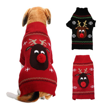 Ρούχα για σκύλους Κόκκινη μύτη πουλόβερ με πλεκτό ελάφι Χριστουγεννιάτικα ρούχα για σκύλους και γάτες νέο φθινόπωρο/χειμώνα μικρά, μεσαία και μεγάλα ρούχα για κατοικίδια