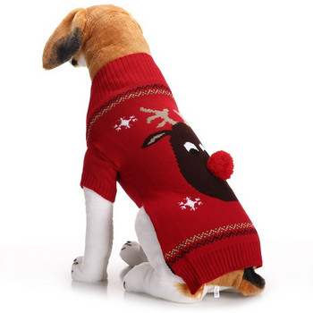 Облекло за кучета Плетен пуловер с червен нос елен Коледно облекло за кучета и котки ново есенно/зимно облекло за малки, средни и големи домашни любимци