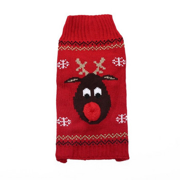 Облекло за кучета Плетен пуловер с червен нос елен Коледно облекло за кучета и котки ново есенно/зимно облекло за малки, средни и големи домашни любимци