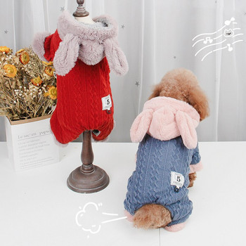 Cu haine de pluș pentru câini, iarnă, caldă, salopetă pentru câini, groasă, drăguță, iepure, haine pentru pisici pentru animale de companie, pentru câini de talie mică.