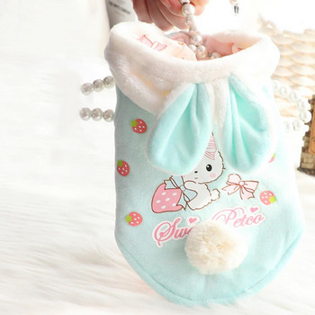 Odolný kabát pre domáce zvieratá s ušami zajačika, pohodlný a ľahko nositeľný šteňací zosilnený kabát
