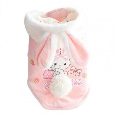 Odolný kabát pre domáce zvieratá s ušami zajačika, pohodlný a ľahko nositeľný šteňací zosilnený kabát