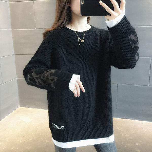 Dámsky pletený sveter s okrúhlym výstrihom - sivo-hnedá farba