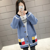 Cardigan de maternitate lejer de iarnă cu buzunar și închidere cu nasturi