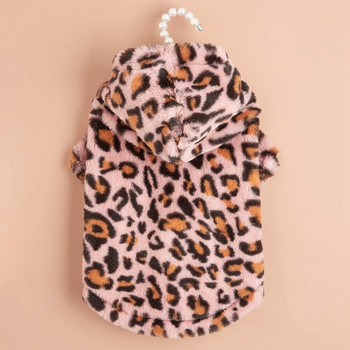 Flísové oblečenie pre psov pre malé a stredné psy, teplá zimná bunda s leopardím vzorom, oblečenie pre šteniatka a mačky pre psov, mikiny s kapucňou