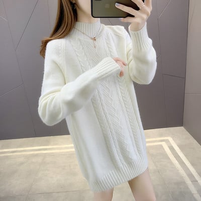 Moteriškas megztinis nėščiosioms aukšta apykakle