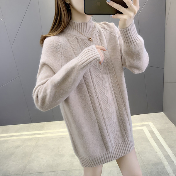 Moteriškas megztinis nėščiosioms aukšta apykakle