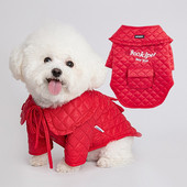 Koerad Talvejope Punane Uusaasta Kassirõivad Kaelarihm Eemaldatav Lemmik Paks Kasukas Prantsuse buldog Puuvillapolsterdatud jope FB1 FB2