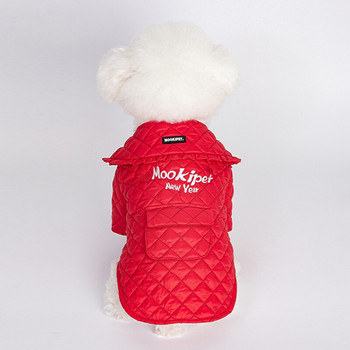 Koerad Talvejope Punane Uusaasta Kassirõivad Kaelarihm Eemaldatav Lemmik Paks Kasukas Prantsuse buldog Puuvillapolsterdatud jope FB1 FB2