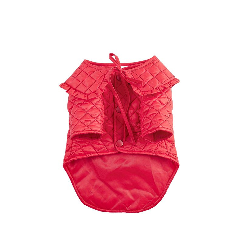 Koerad Talvejope Punane Uusaasta Kassirõivad Kaelarihm Eemaldatav Lemmik Paks Kasukas Prantsuse buldog Puuvillapolsterdatud jope FB1 FB2