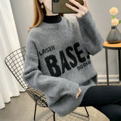 Dámsky pletený sveter s oválnym výstrihom - tri farby