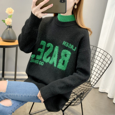 Dámsky pletený sveter s oválnym výstrihom - tri farby