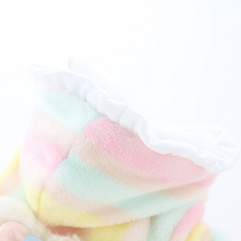 Ζεστό φλις φόρεμα σκύλου Χαριτωμένο ριγέ φούστα με φούστα με κουκούλα, χειμερινά ρούχα για κατοικίδια, αντιανεμικό μπουφάν για σκύλους για μικρό μεσαίο μεγάλο σκύλο