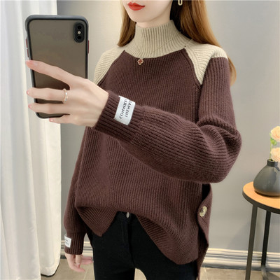 Zimný tehotenský sveter s golierom a logom