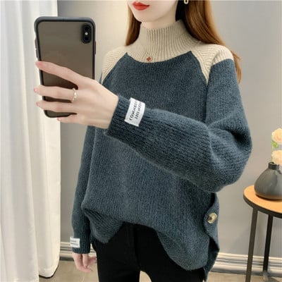 Zimný tehotenský sveter s golierom a logom