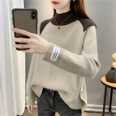 Zimný tehotenský sveter s golierom a logom