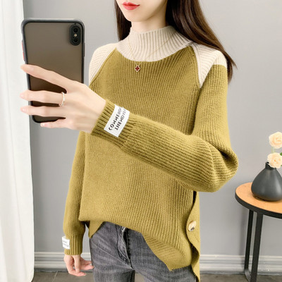 Zimný tehotenský sveter s golierom a logom