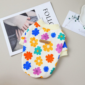 Teplá bunda, oblečenie pre domáce zvieratá, jeseň/zima, sveter pre malého psa, šteniatko, mačiatko, módna mikina, tričko s motívom pudla, roztomilý kvetinový vzor.