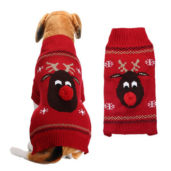 Χριστουγεννιάτικα ρούχα για κατοικίδια Κόκκινη μύτη Πουλόβερ για κατοικίδια Teddy Dog πουλόβερ Χειμερινά κινούμενα σχέδια Ρούχα σκυλιών Πουλόβερ Ζεστά Χριστουγεννιάτικα πουλόβερ για κατοικίδια για