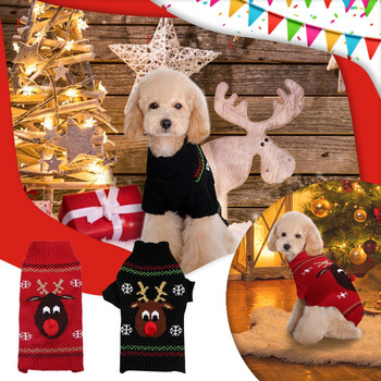 Χριστουγεννιάτικα ρούχα για κατοικίδια Κόκκινη μύτη Πουλόβερ για κατοικίδια Teddy Dog πουλόβερ Χειμερινά κινούμενα σχέδια Ρούχα σκυλιών Πουλόβερ Ζεστά Χριστουγεννιάτικα πουλόβερ για κατοικίδια για