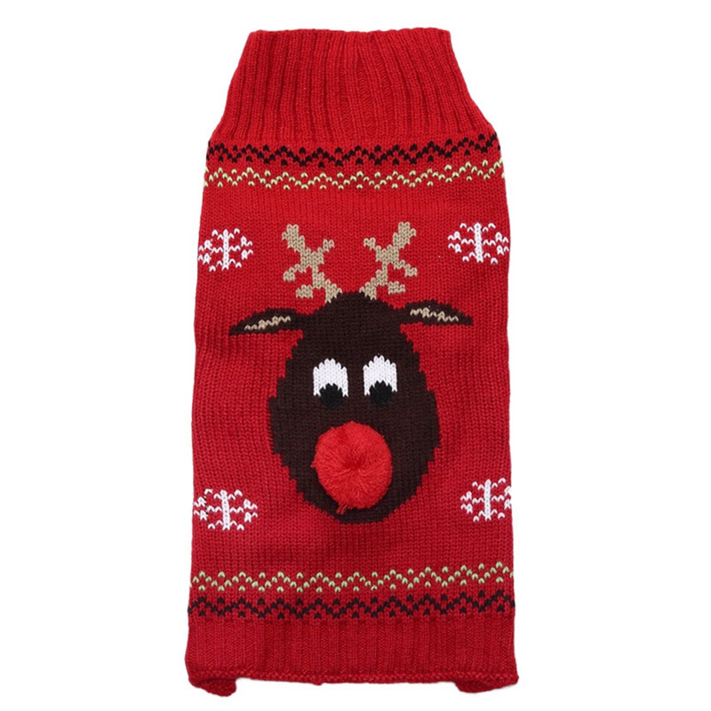 Kalėdiniai rūbai naminiams gyvūnėliams Raudona nosytė Naminių gyvūnėlių megztinis Teddy Dog Megztinis Žiemos animacinių filmų drabužiai šunims Megztinis Šilti Kalėdiniai megztiniai naminiams gyvūnėliams