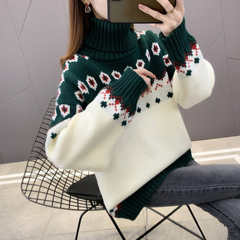 Дамски зимен пуловер за бременни жени с бродерия
