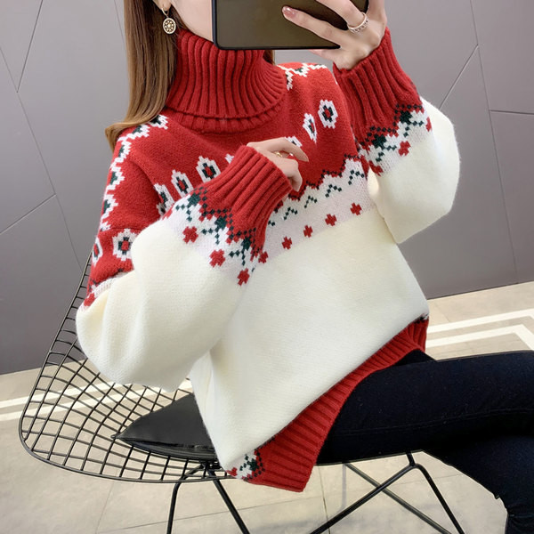 Dámsky zimný sveter pre tehotné ženy s výšivkou