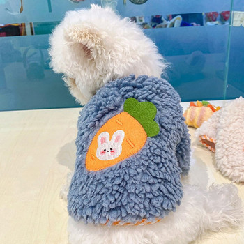 Διακόσμηση πουλόβερ γάτας με βελούδινη ζεστή πλάτη κουνέλι Πουκάμισο με δύο πόδια με λαιμόκοψη Μόδα χαριτωμένο σκυλί Τσέπες για γάτα Ρούχα Προμήθεια ρούχων για κατοικίδια