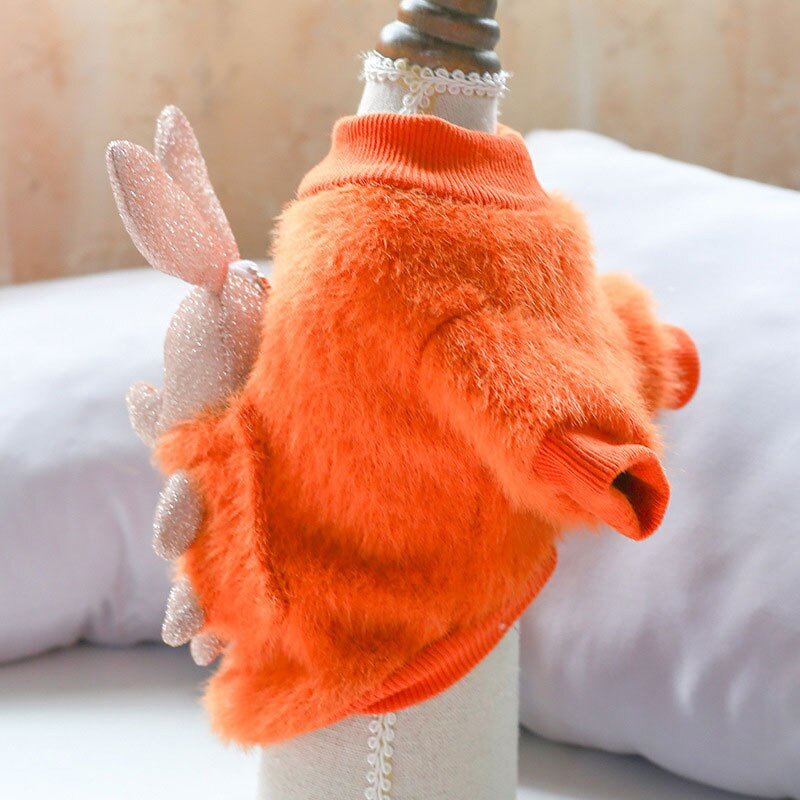 Mačací sveter Dekorácia Plyšový teplý chrbát Králik Dvojnohý okrúhly výstrih Tričko Móda Roztomilý pes Mačka Vrecká Oblečenie Oblečenie pre domáce zvieratá Doplnky