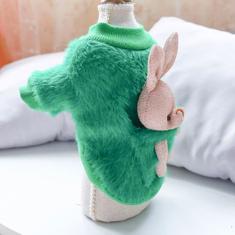 Mačací sveter Dekorácia Plyšový teplý chrbát Králik Dvojnohý okrúhly výstrih Tričko Móda Roztomilý pes Mačka Vrecká Oblečenie Oblečenie pre domáce zvieratá Doplnky