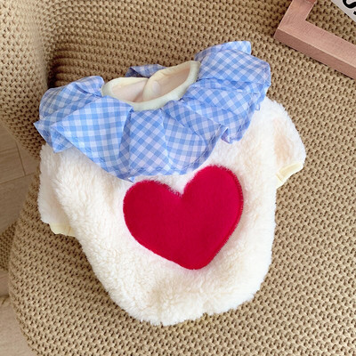 Srdcová mikina s kapucňou pre domáce zvieratá, oblečenie pre psov, zahusťovacie oblečenie pre psy, super malé, roztomilé čivavy, potlač, jeseň, zima, teplé biele, chlapčenské maskoty