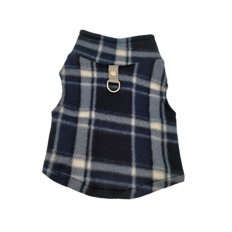 Šunų marškinėliai Britų stiliaus languoti šilti vilnos storo palto rūbai augintiniams su traukiamuoju žiedu, skirti mažo ir vidutinio šuniuko čihuahua drabužiams