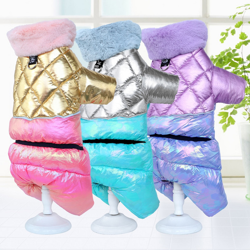 Zimný psí overal, nepremokavé oblečenie, snežný overal pre psov, hrubé teplé oblečenie pre domáce zvieratá, páperová bunda s kožušinovým golierom, čivava, mops