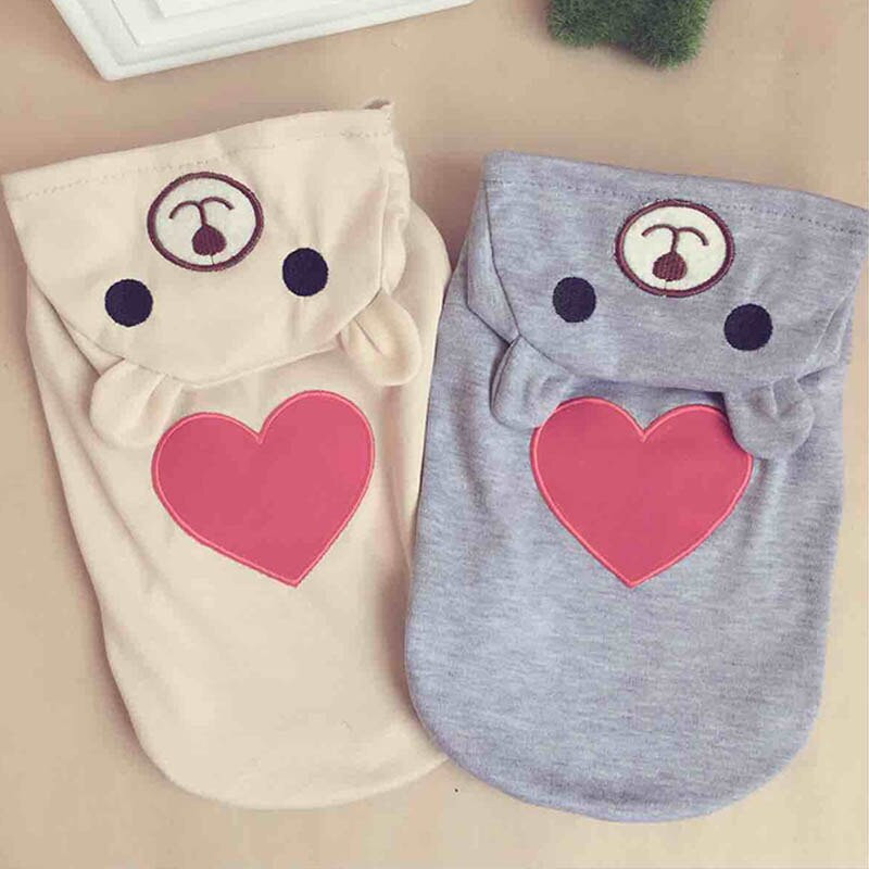 Oblečenie pre domáce zvieratá, kostým pre psov s medveďmi a vzorom lásky, zimné oblečenie pre psov, bavlnený kabát pre šteniatka, mikiny s kapucňou, pyžamo