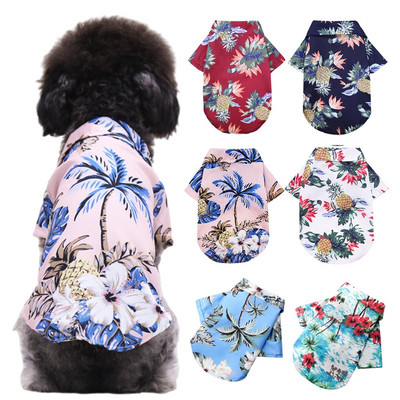 Тениски за кучета в хавайски плажен стил Тънки дишащи летни дрехи за кучета за малки кучета Кученце Домашен любимец Котка Жилетка Чихуахуа Йорки Пудел