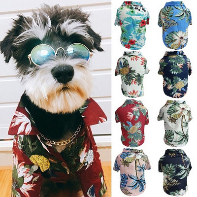 Summer Pet Dog Clothes Hawaiian Style Leaf Printed Beach Shirts for Puppy Small Large Cat Dog Chihuahua Costume Pet Clothing