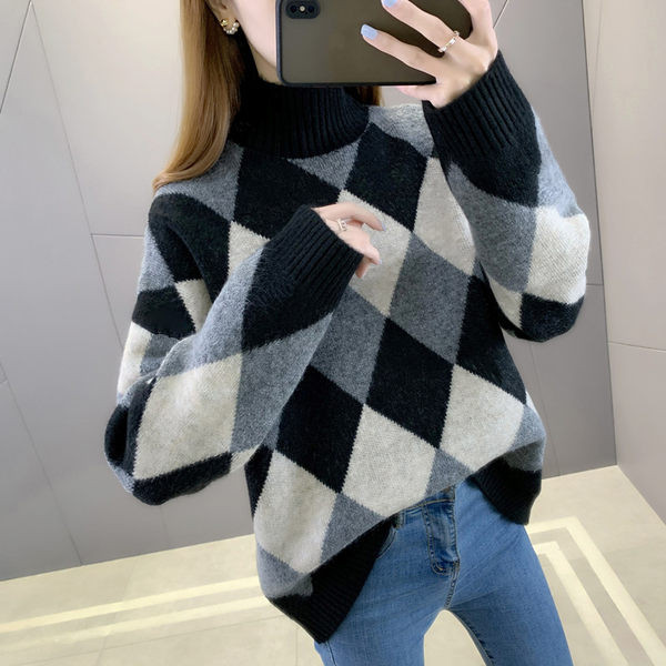 Jesenno-zimný tehotenský sveter s rolákom