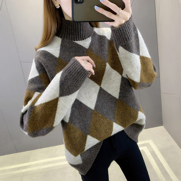 Jesenno-zimný tehotenský sveter s rolákom