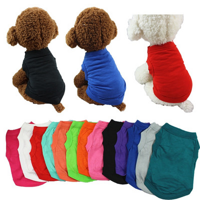 New Summer Pure Cotton Puppy Blank Dog Shirt Clothes Soft Plain Doggy Vest Cat Bottoming T Shirts for Small Medium Large Dogs