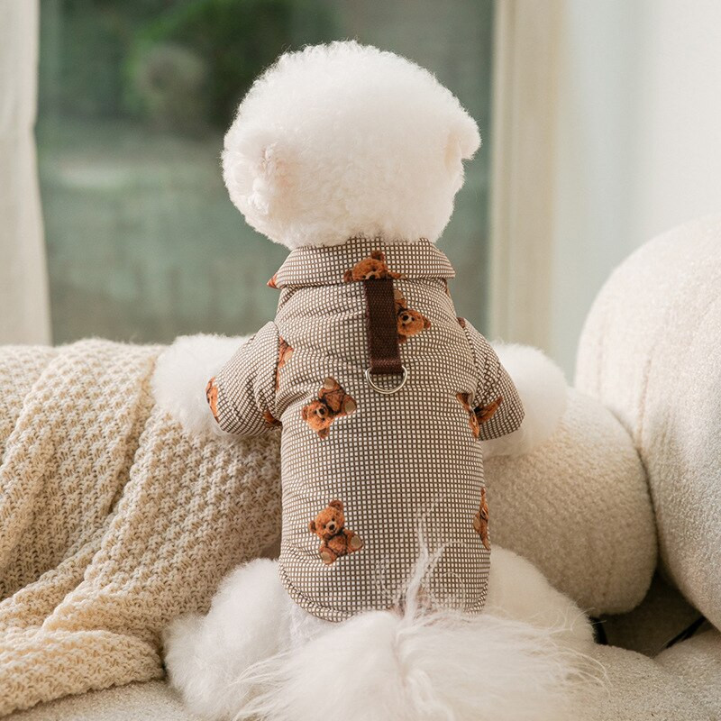 Lemmiklooma puuvillased riided sügistalv keskmine väike koer soe mantel mood jakk Chihuahua kassipoeg kutsikas magus rakmed buldogi puudel