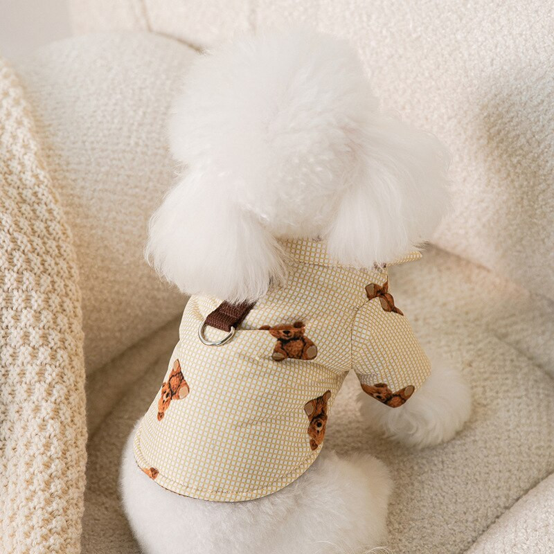 Lemmiklooma puuvillased riided sügistalv keskmine väike koer soe mantel mood jakk Chihuahua kassipoeg kutsikas magus rakmed buldogi puudel