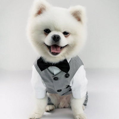 Koera smokingu ülikond väikesele keskmisele suurele tõule, pidulik koerte smokingi vest koos kikilipsuga Härrasmees lemmiklooma pulma sünnipäevapeo kostüüm