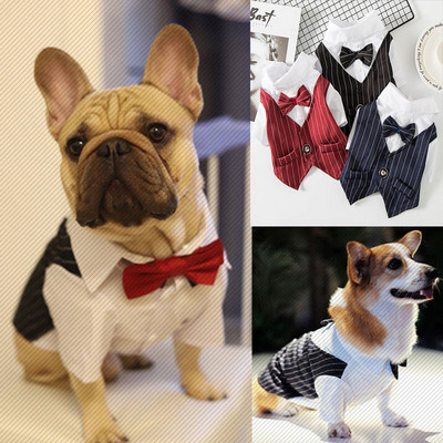 Pet Formal Shirt Dog Clothing Prince Wedding Party Suit Tuxedo Bow Tie Puppy Clothes Coat Spring Summer Costume