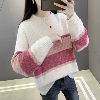 Свободен модел пуловер за бременни с дълъг ръкав