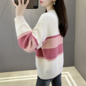 Свободен модел пуловер за бременни с дълъг ръкав