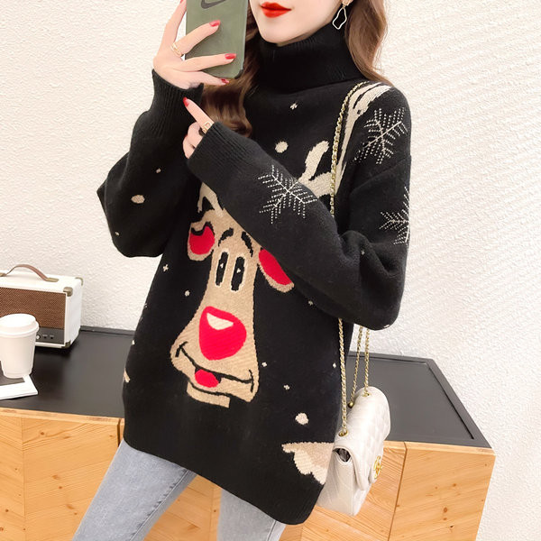 Dámsky zimný sveter pre tehotné ženy s potlačou