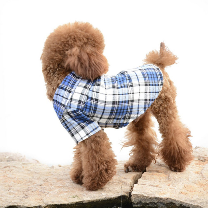 Minkštos medvilnės marškinėliai trumpomis rankovėmis Naminio gyvūno šuns katės drabužiai šuniuko šuniuko kačiuko drabužiai languoti šunų marškinėliai